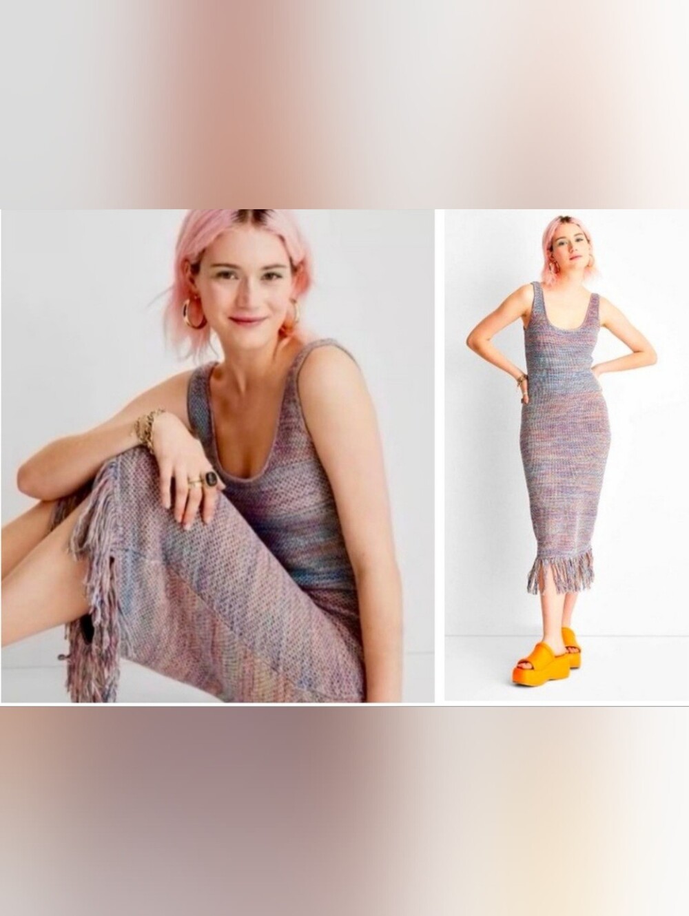 Future Collective x Alani Noelle Multi-Colored Crochet Fringe Dress